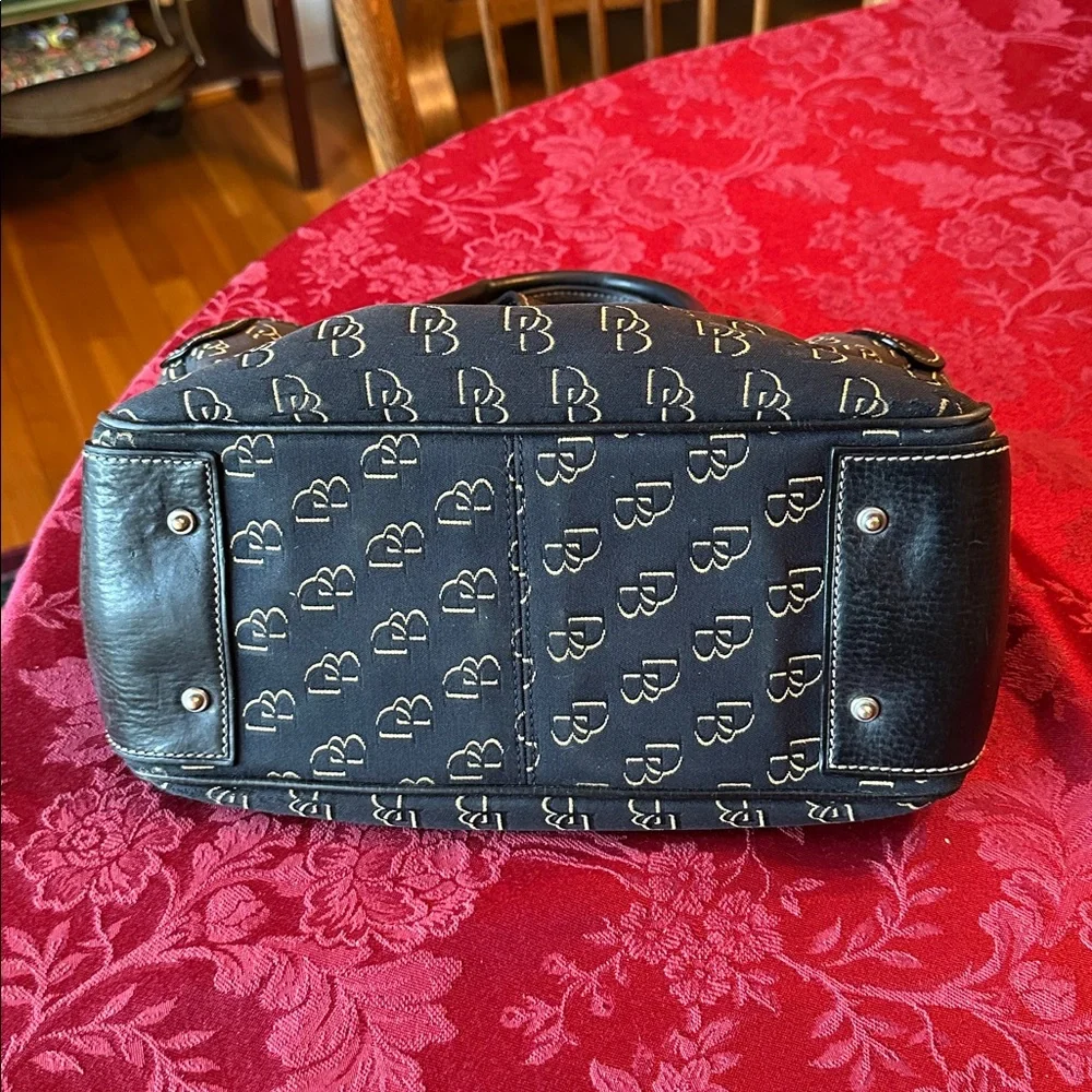 Dooney & Bourke Black & Beige Canvas & Leather Logo Satchel - Picture 4 of 4
